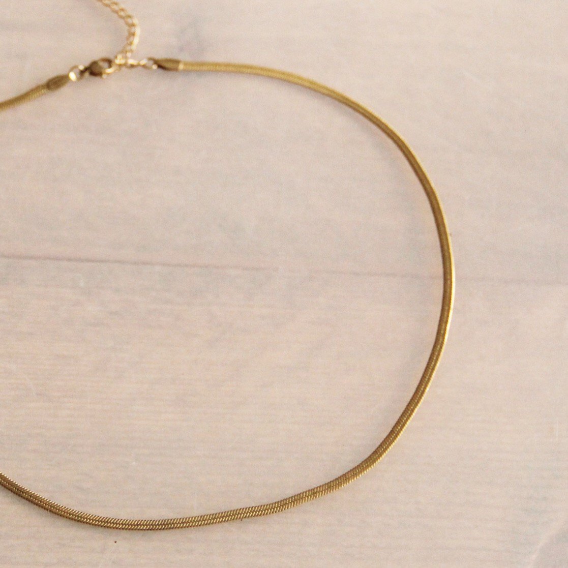 Platte “Snake” ketting 3mm | Goud