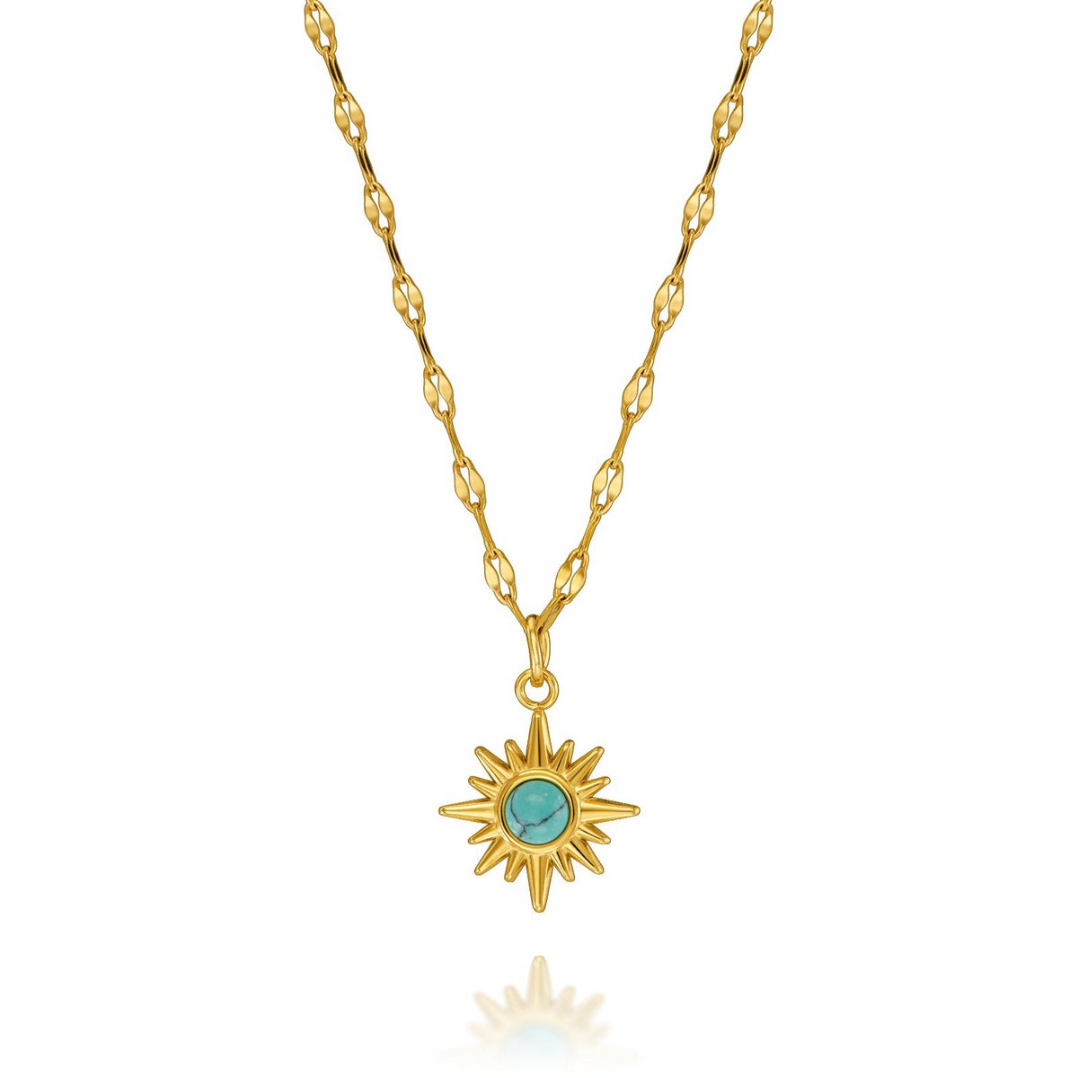 Blauwe zon halsketting | Goud