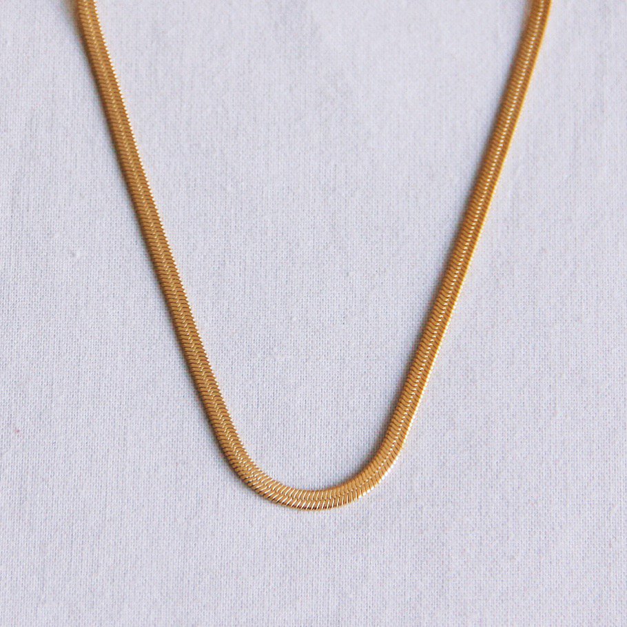 Platte “Snake” ketting 3mm | Goud