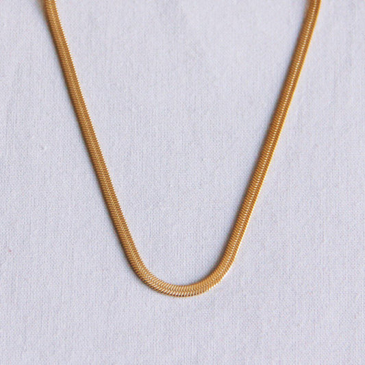 Platte “Snake” ketting 3mm | Goud